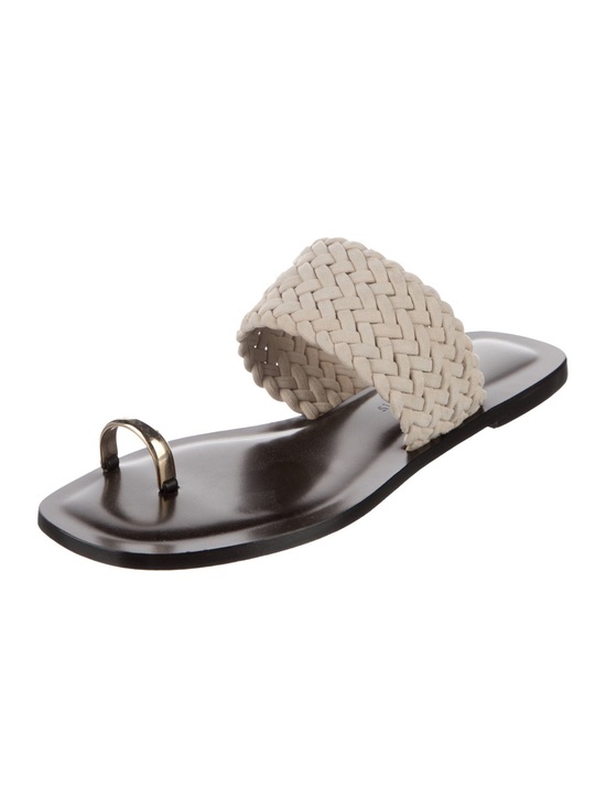 Emme Parsons Shoes - Emme Parsons Braided Beige Gold-Ring Slide Sandal Sz 8 US